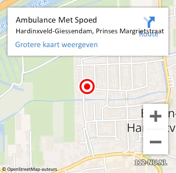 Locatie op kaart van de 112 melding: Ambulance Met Spoed Naar Hardinxveld-Giessendam, Prinses Margrietstraat op 2 november 2022 10:45