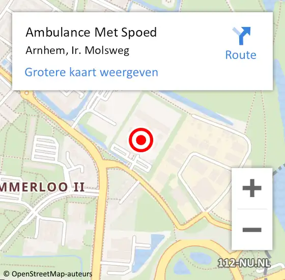 Locatie op kaart van de 112 melding: Ambulance Met Spoed Naar Arnhem, Ir. Molsweg op 2 november 2022 10:51