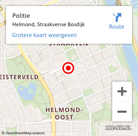 Locatie op kaart van de 112 melding: Politie Helmond, Straakvense Bosdijk op 2 november 2022 11:01