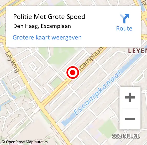 Locatie op kaart van de 112 melding: Politie Met Grote Spoed Naar Den Haag, Escamplaan op 2 november 2022 11:26