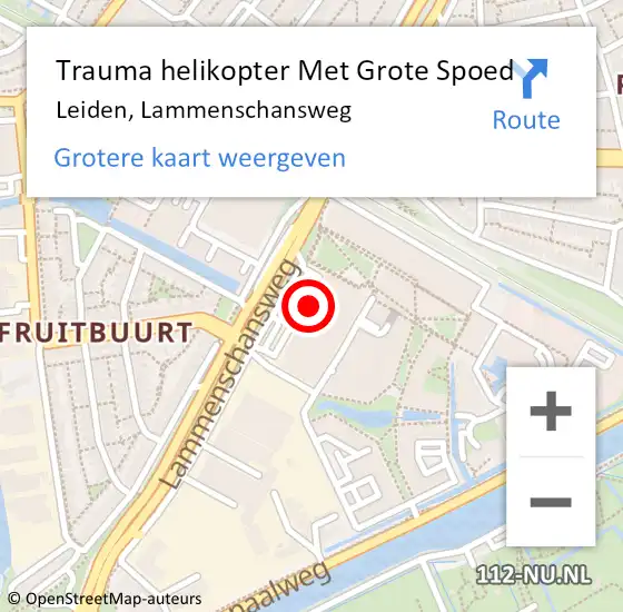 Locatie op kaart van de 112 melding: Trauma helikopter Met Grote Spoed Naar Leiden, Lammenschansweg op 2 november 2022 11:38