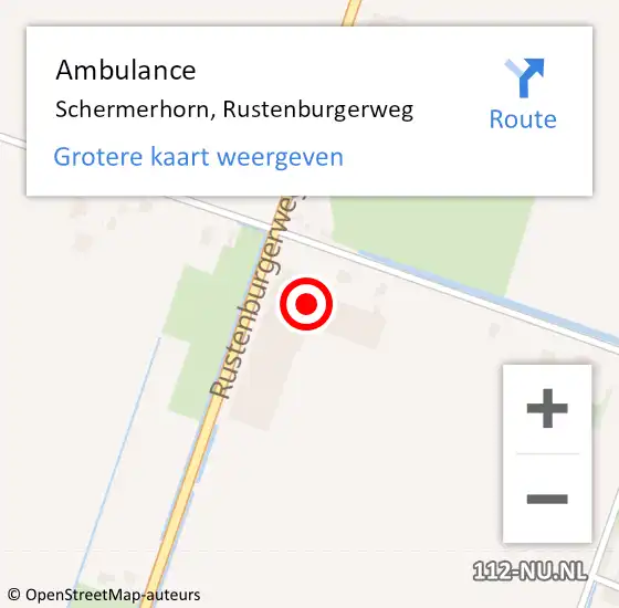 Locatie op kaart van de 112 melding: Ambulance Schermerhorn, Rustenburgerweg op 2 november 2022 11:39