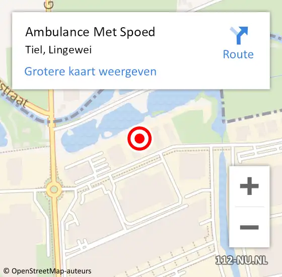 Locatie op kaart van de 112 melding: Ambulance Met Spoed Naar Tiel, Lingewei op 2 november 2022 11:52