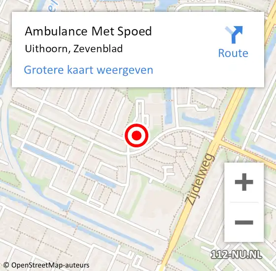 Locatie op kaart van de 112 melding: Ambulance Met Spoed Naar Uithoorn, Zevenblad op 2 november 2022 11:52