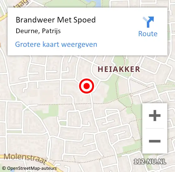 Locatie op kaart van de 112 melding: Brandweer Met Spoed Naar Deurne, Patrijs op 2 november 2022 12:09