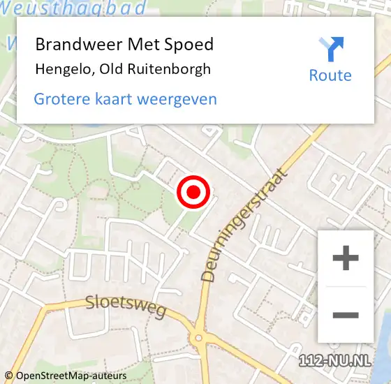 Locatie op kaart van de 112 melding: Brandweer Met Spoed Naar Hengelo, Old Ruitenborgh op 2 november 2022 12:10