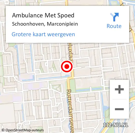 Locatie op kaart van de 112 melding: Ambulance Met Spoed Naar Schoonhoven, Marconiplein op 2 november 2022 12:14