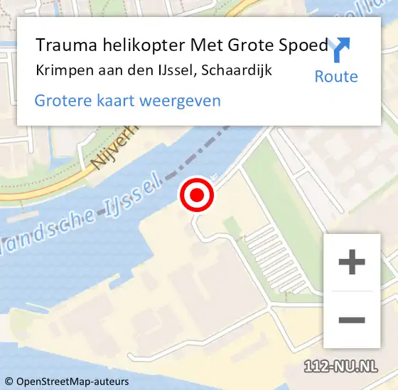 Locatie op kaart van de 112 melding: Trauma helikopter Met Grote Spoed Naar Krimpen aan den IJssel, Schaardijk op 2 november 2022 12:18