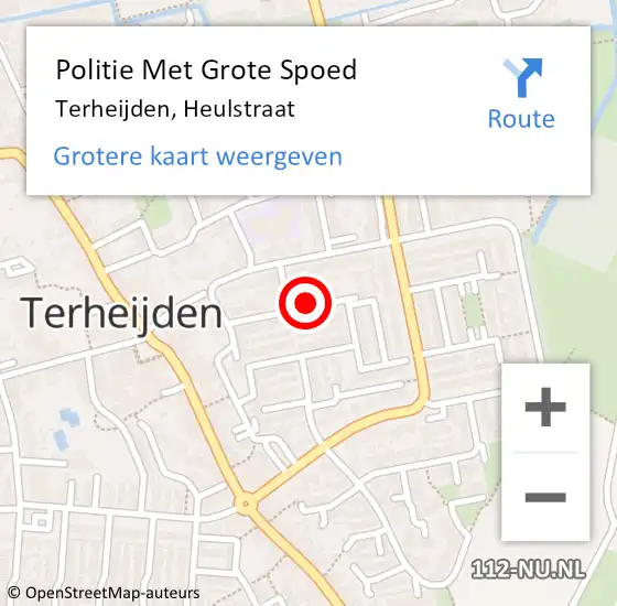 Locatie op kaart van de 112 melding: Politie Met Grote Spoed Naar Terheijden, Heulstraat op 2 november 2022 12:20