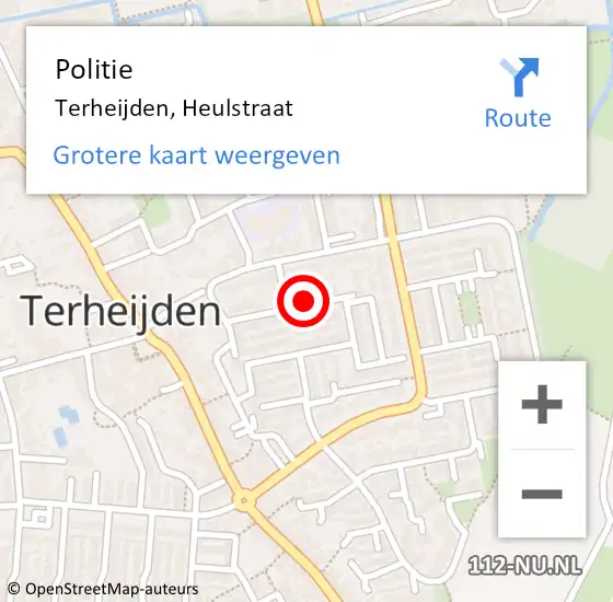 Locatie op kaart van de 112 melding: Politie Terheijden, Heulstraat op 2 november 2022 12:20