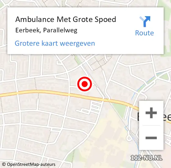 Locatie op kaart van de 112 melding: Ambulance Met Grote Spoed Naar Eerbeek, Parallelweg op 2 november 2022 12:25