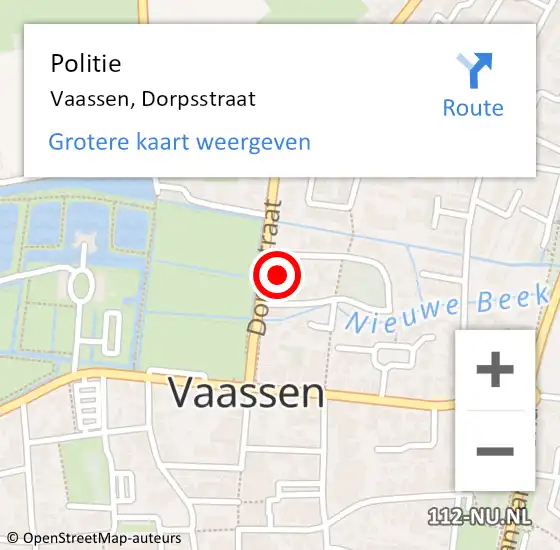 Locatie op kaart van de 112 melding: Politie Vaassen, Dorpsstraat op 2 november 2022 12:30