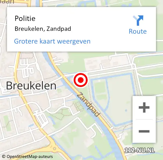 Locatie op kaart van de 112 melding: Politie Breukelen, Zandpad op 2 november 2022 12:40