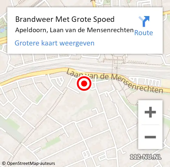 Locatie op kaart van de 112 melding: Brandweer Met Grote Spoed Naar Apeldoorn, Laan van de Mensenrechten op 2 november 2022 12:48