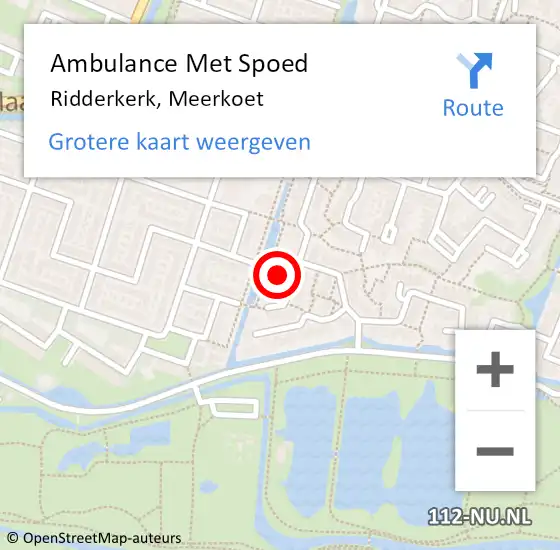 Locatie op kaart van de 112 melding: Ambulance Met Spoed Naar Ridderkerk, Meerkoet op 2 november 2022 12:52