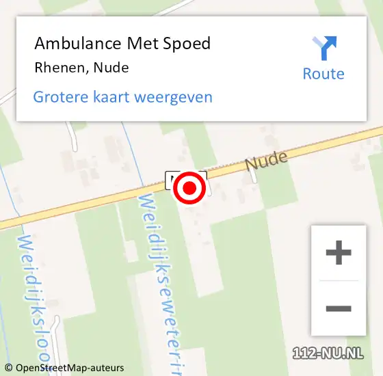 Locatie op kaart van de 112 melding: Ambulance Met Spoed Naar Rhenen, Nude op 2 november 2022 13:15