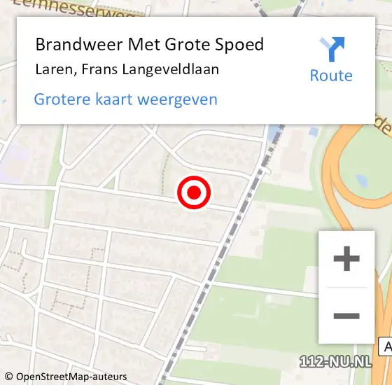 Locatie op kaart van de 112 melding: Brandweer Met Grote Spoed Naar Laren, Frans Langeveldlaan op 2 november 2022 13:26