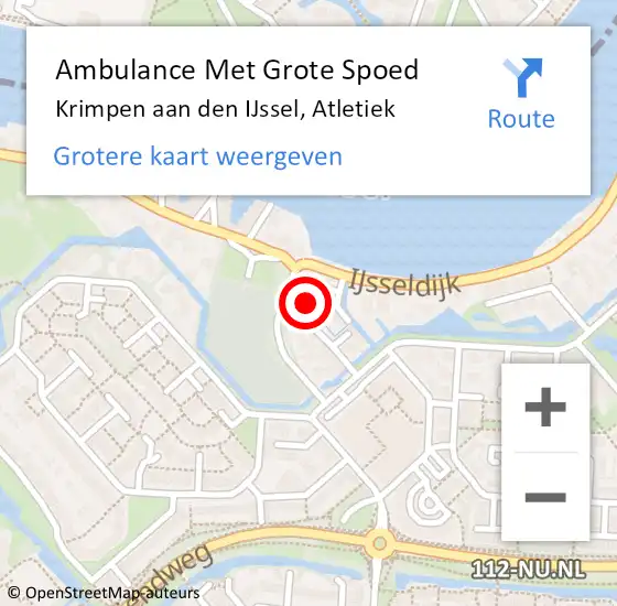 Locatie op kaart van de 112 melding: Ambulance Met Grote Spoed Naar Krimpen aan den IJssel, Atletiek op 2 november 2022 13:36