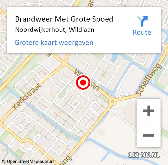 Locatie op kaart van de 112 melding: Brandweer Met Grote Spoed Naar Noordwijkerhout, Wildlaan op 2 november 2022 13:49