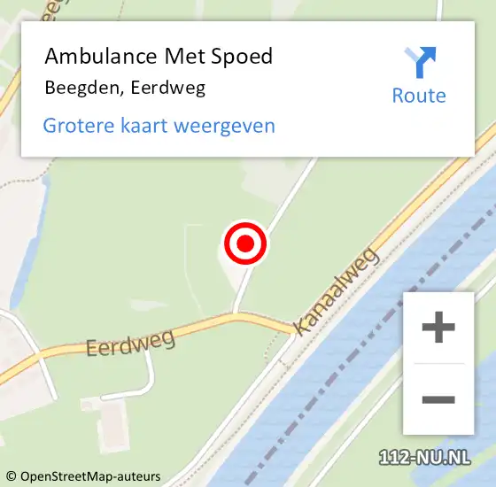 Locatie op kaart van de 112 melding: Ambulance Met Spoed Naar Beegden, Eerdweg op 3 augustus 2014 16:57