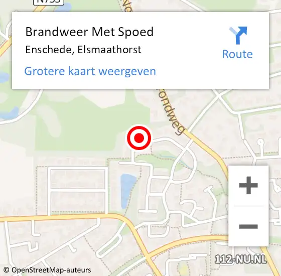 Locatie op kaart van de 112 melding: Brandweer Met Spoed Naar Enschede, Elsmaathorst op 2 november 2022 13:57