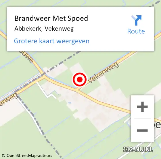 Locatie op kaart van de 112 melding: Brandweer Met Spoed Naar Abbekerk, Vekenweg op 2 november 2022 13:57