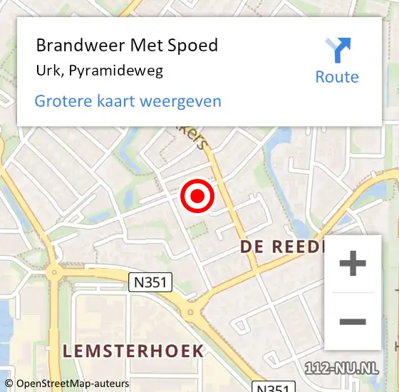 Locatie op kaart van de 112 melding: Brandweer Met Spoed Naar Urk, Pyramideweg op 2 november 2022 14:06