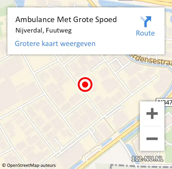 Locatie op kaart van de 112 melding: Ambulance Met Grote Spoed Naar Nijverdal, Fuutweg op 2 november 2022 14:08