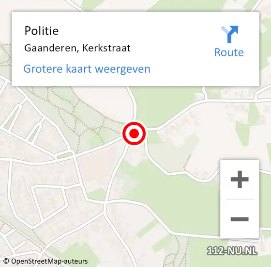 Locatie op kaart van de 112 melding: Politie Gaanderen, Kerkstraat op 2 november 2022 14:17
