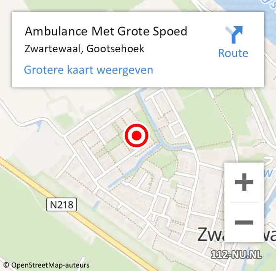 Locatie op kaart van de 112 melding: Ambulance Met Grote Spoed Naar Zwartewaal, Gootsehoek op 2 november 2022 14:42