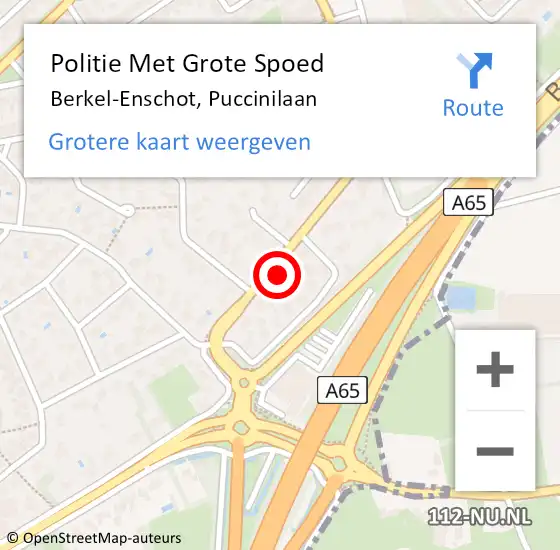 Locatie op kaart van de 112 melding: Politie Met Grote Spoed Naar Berkel-Enschot, Puccinilaan op 2 november 2022 14:48