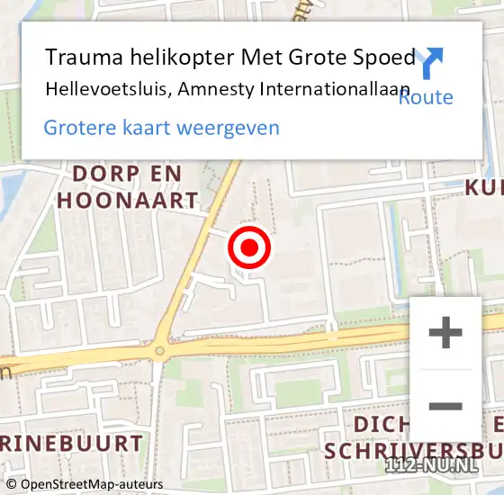 Locatie op kaart van de 112 melding: Trauma helikopter Met Grote Spoed Naar Hellevoetsluis, Amnesty Internationallaan op 2 november 2022 14:50