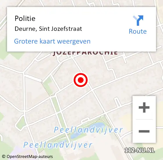 Locatie op kaart van de 112 melding: Politie Deurne, Sint Jozefstraat op 2 november 2022 14:53