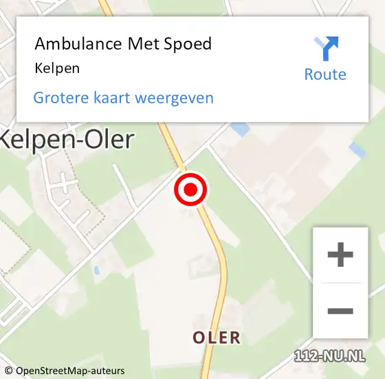 Locatie op kaart van de 112 melding: Ambulance Met Spoed Naar Kelpen op 2 november 2022 14:59