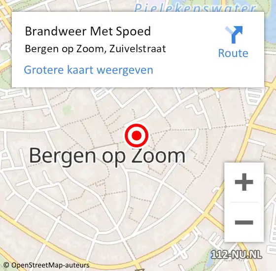 Locatie op kaart van de 112 melding: Brandweer Met Spoed Naar Bergen op Zoom, Zuivelstraat op 2 november 2022 15:09