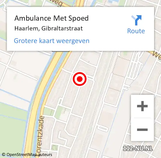 Locatie op kaart van de 112 melding: Ambulance Met Spoed Naar Haarlem, Gibraltarstraat op 2 november 2022 15:16