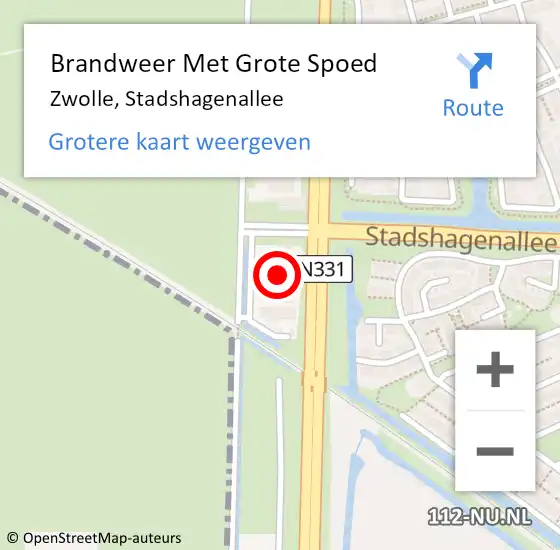 Locatie op kaart van de 112 melding: Brandweer Met Grote Spoed Naar Zwolle, Stadshagenallee op 2 november 2022 15:35