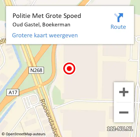 Locatie op kaart van de 112 melding: Politie Met Grote Spoed Naar Oud Gastel, Boekerman op 2 november 2022 15:54