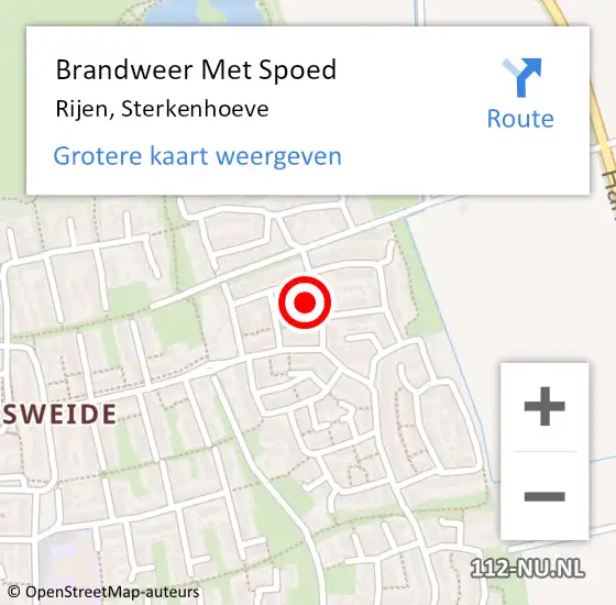 Locatie op kaart van de 112 melding: Brandweer Met Spoed Naar Rijen, Sterkenhoeve op 2 november 2022 16:15