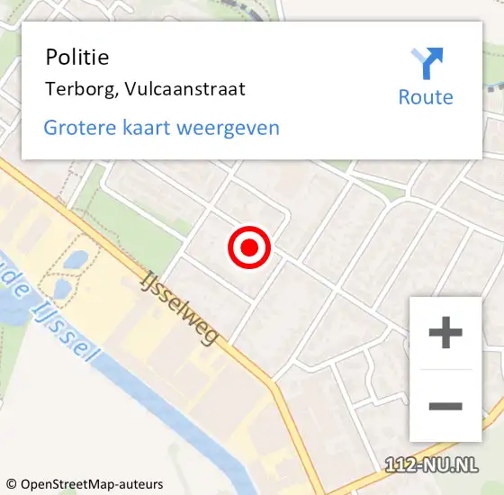 Locatie op kaart van de 112 melding: Politie Terborg, Vulcaanstraat op 2 november 2022 16:18