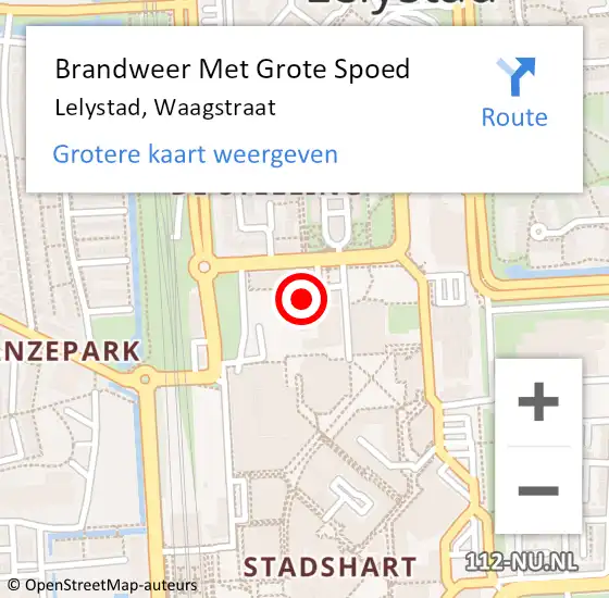 Locatie op kaart van de 112 melding: Brandweer Met Grote Spoed Naar Lelystad, Waagstraat op 2 november 2022 16:24