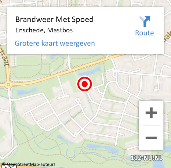 Locatie op kaart van de 112 melding: Brandweer Met Spoed Naar Enschede, Mastbos op 2 november 2022 16:24