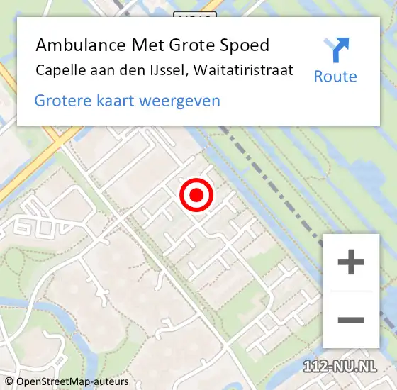 Locatie op kaart van de 112 melding: Ambulance Met Grote Spoed Naar Capelle aan den IJssel, Waitatiristraat op 2 november 2022 16:44