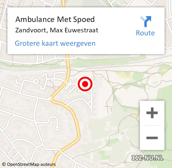 Locatie op kaart van de 112 melding: Ambulance Met Spoed Naar Zandvoort, Max Euwestraat op 2 november 2022 16:44