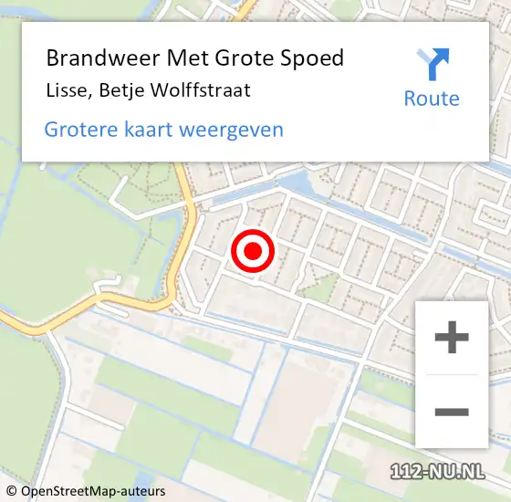 Locatie op kaart van de 112 melding: Brandweer Met Grote Spoed Naar Lisse, Betje Wolffstraat op 2 november 2022 16:48