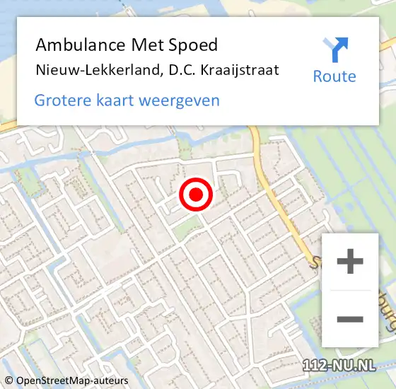 Locatie op kaart van de 112 melding: Ambulance Met Spoed Naar Nieuw-Lekkerland, D.C. Kraaijstraat op 2 november 2022 16:53