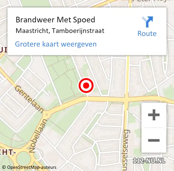 Locatie op kaart van de 112 melding: Brandweer Met Spoed Naar Maastricht, Tamboerijnstraat op 2 november 2022 17:36