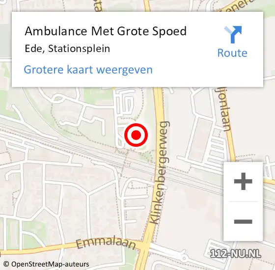 Locatie op kaart van de 112 melding: Ambulance Met Grote Spoed Naar Ede, Stationsplein op 2 november 2022 17:46