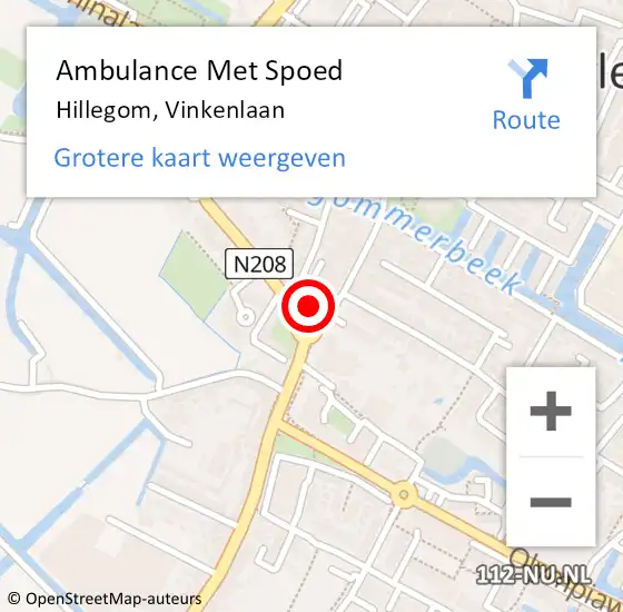 Locatie op kaart van de 112 melding: Ambulance Met Spoed Naar Hillegom, Vinkenlaan op 2 november 2022 18:03