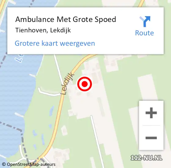 Locatie op kaart van de 112 melding: Ambulance Met Grote Spoed Naar Tienhoven, Lekdijk op 2 november 2022 18:07